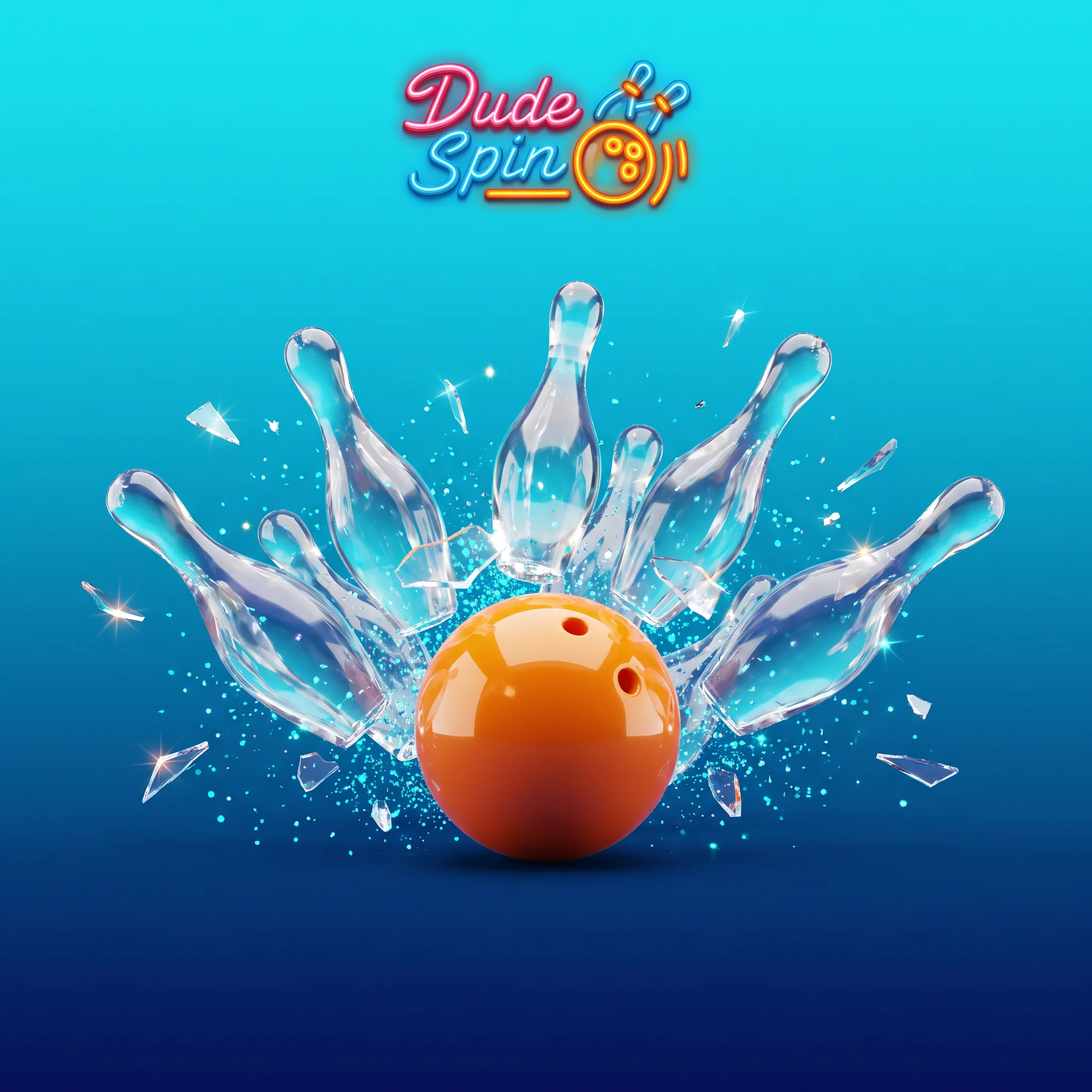 Birilli di vetro e sfera arancione per il bonus Dude Spin